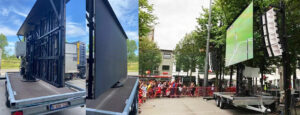 Unser LED Trailer ist eine ideale Lösung zum Thema mobile LED Wall bzw. mobile Videowand mieten. Schneller Aufbau und günstiger Preis.